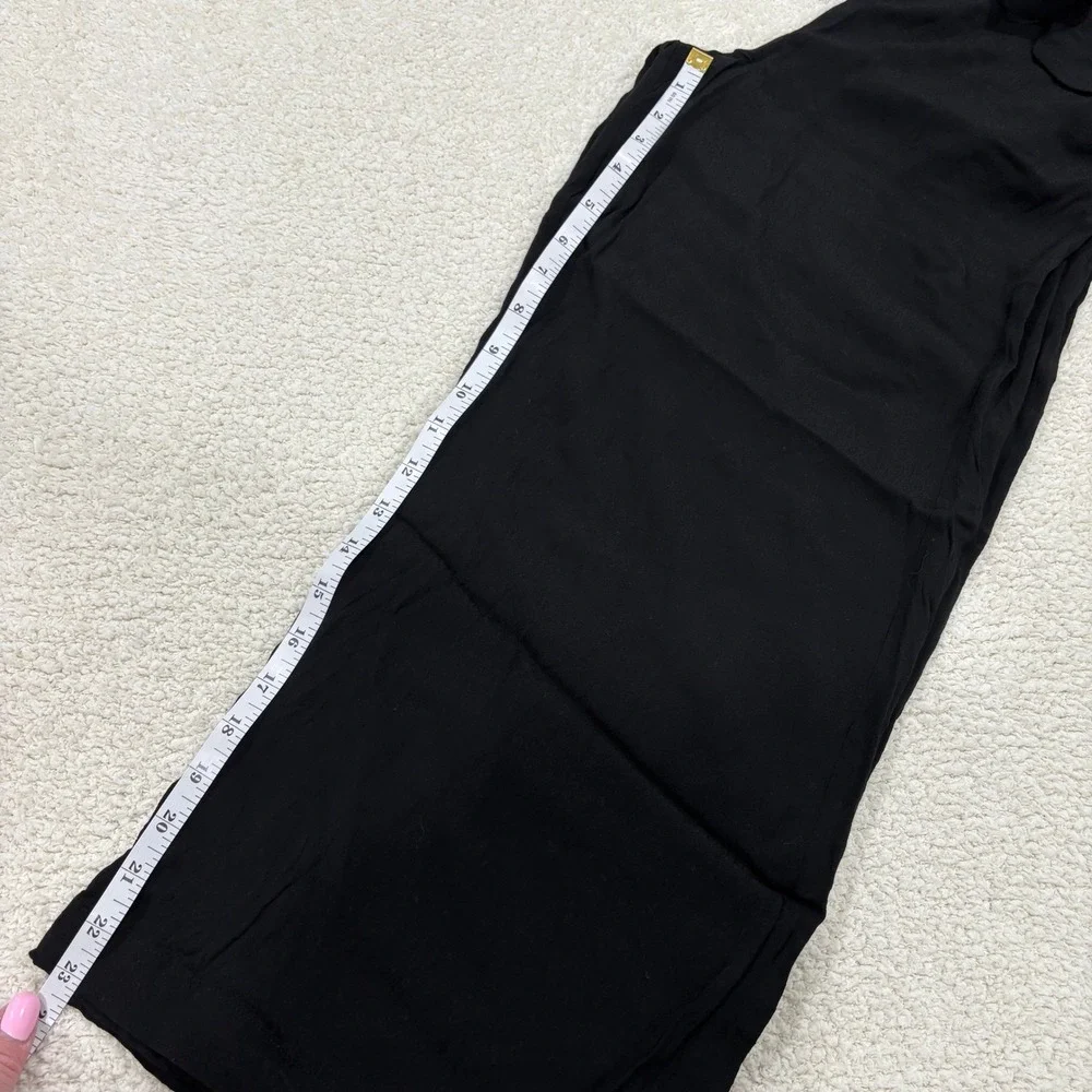 Wilfred Aritzia Faun Tie Waist Wide Leg Crop Black Sheer Lightweight Pant Medium - Picture 4 of 7